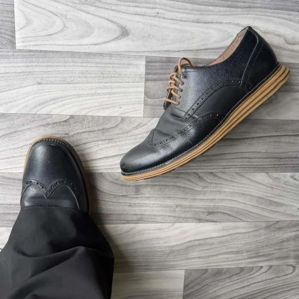 Cole Haan Zerogrand Wingtip Oxford Black Leather Dress Shoes Size 11M C26187